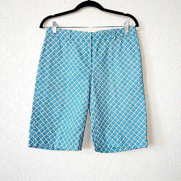 Brooks Brothers Turquoise Blue Geometric Print‎ Bermuda Shorts Size 4 - Picture 1 of 8